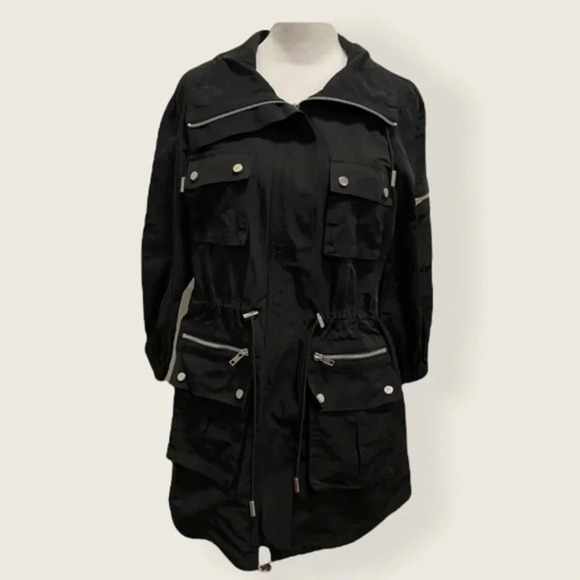 Caché Lightweight Pocket Zipper Windbreaker Rain Trench Coat XS - Picture 1 of 10